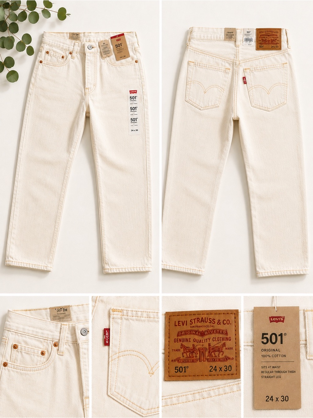 Levi's 501® Straight Leg Jeans in Cream